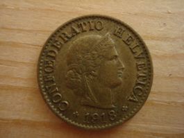 (S1) 5 Rappen 1918 Messing