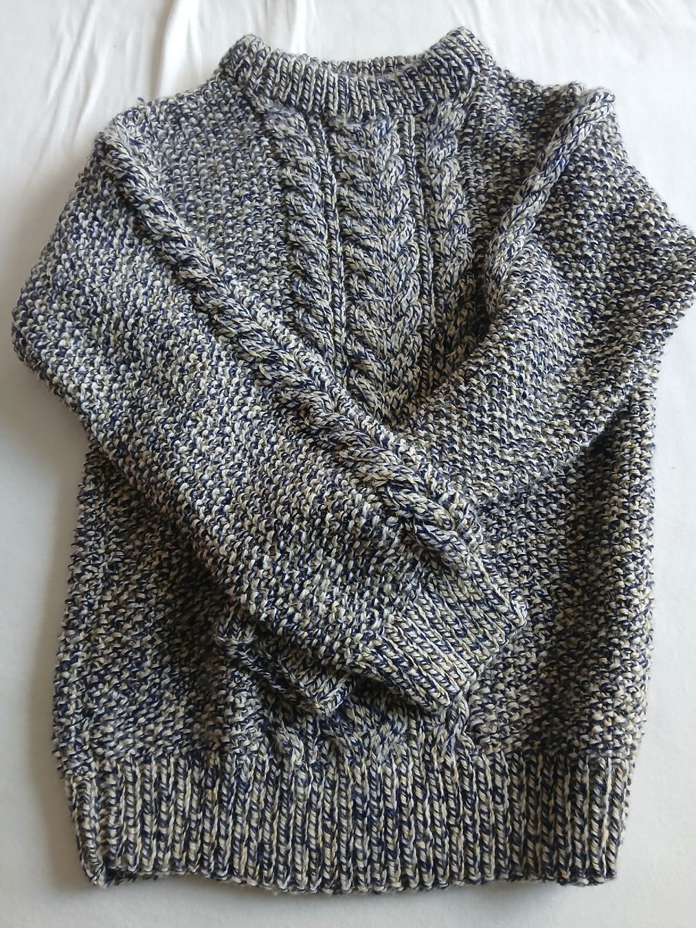 Pulls & Sweat-shirts: Handmade Chunky Cable Knit Sweater Blue Beige Mixed Thread – D'occasion à Dübendorf par rol_fm6d 2