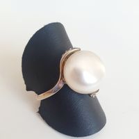 Perlenring Silber vergoldet 925 mit Zirkonia Gr 18,2 mm 