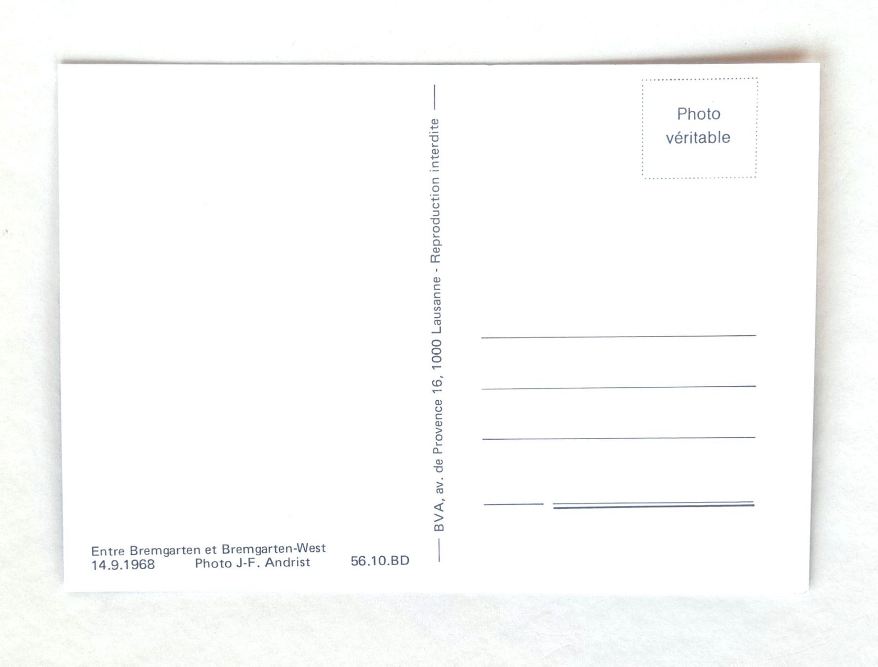 Cartoline postali: Bremgarten-Dietikon Bahn - Photo Veritable - 1968 – Usato da Rothrist venduto da RROENK 1