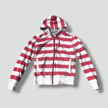Nike vintage red and white striped zip-up hoodie y2k jacke