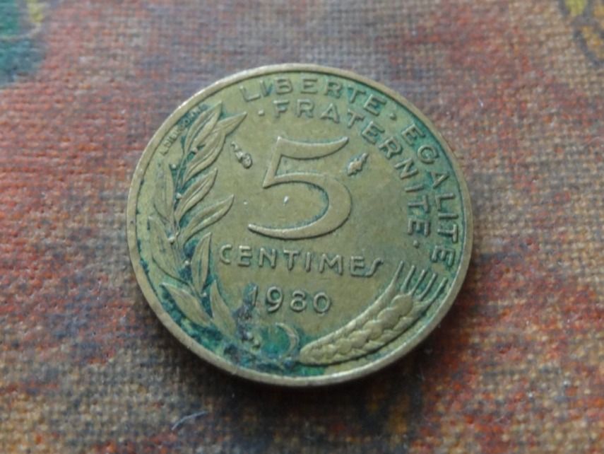 Tutti le monete: FRANCE  5 Centimes  1980 – Usato da Romanel-sur-Lausanne venduto da Swift13