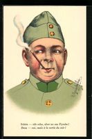 AK Soldat mit Zigarillo am Fyrobe