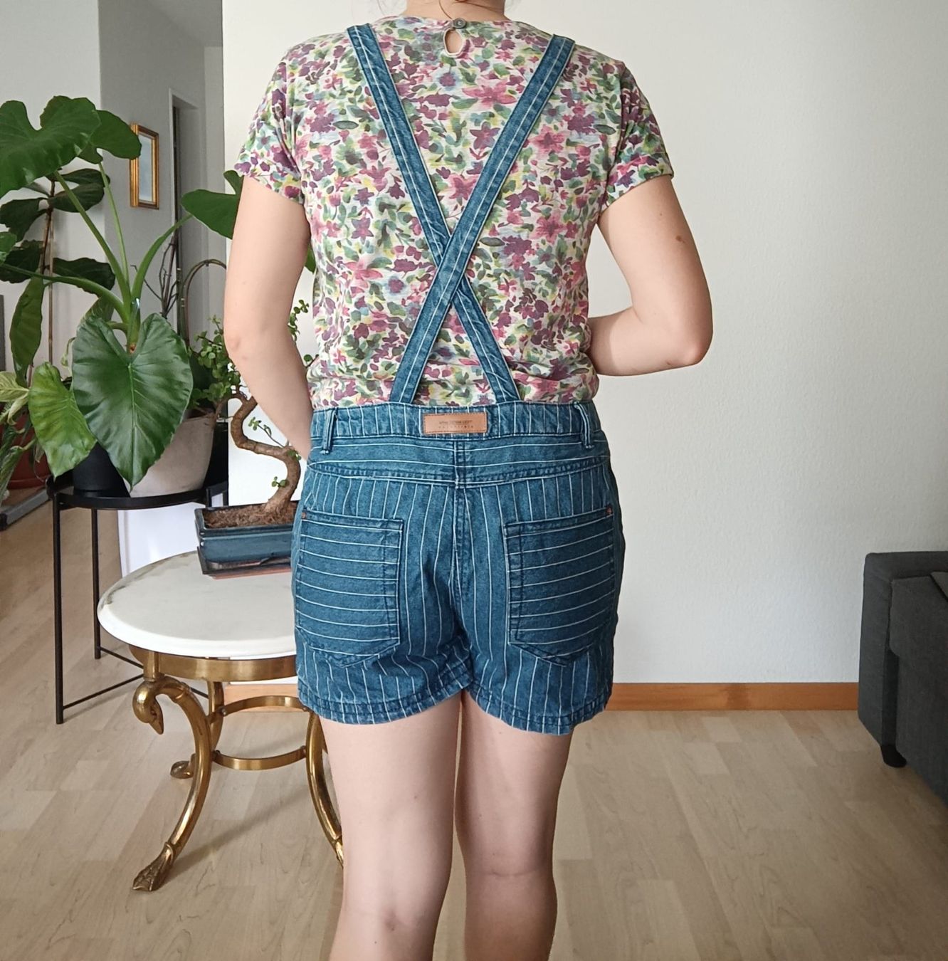 Tute: 100 cotton-Summer overalls - Denim + white vertical stripes – Usato da Rotkreuz venduto da Prelovedswitzerland 1
