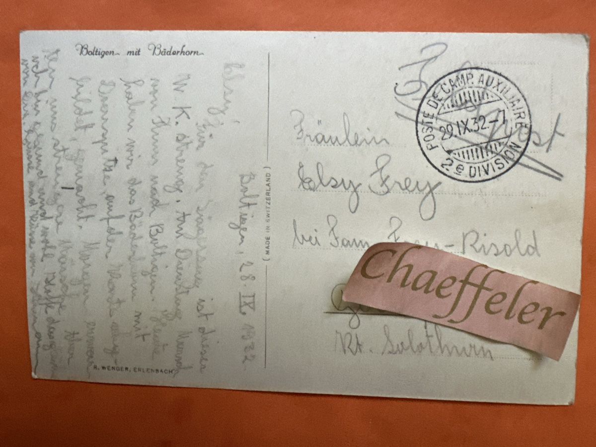 Cartoline postali: Ansichtskarte Boltigen mit Bädderhorn 1932  Feldpost – Usato da Zürich venduto da Chaeffeler 1