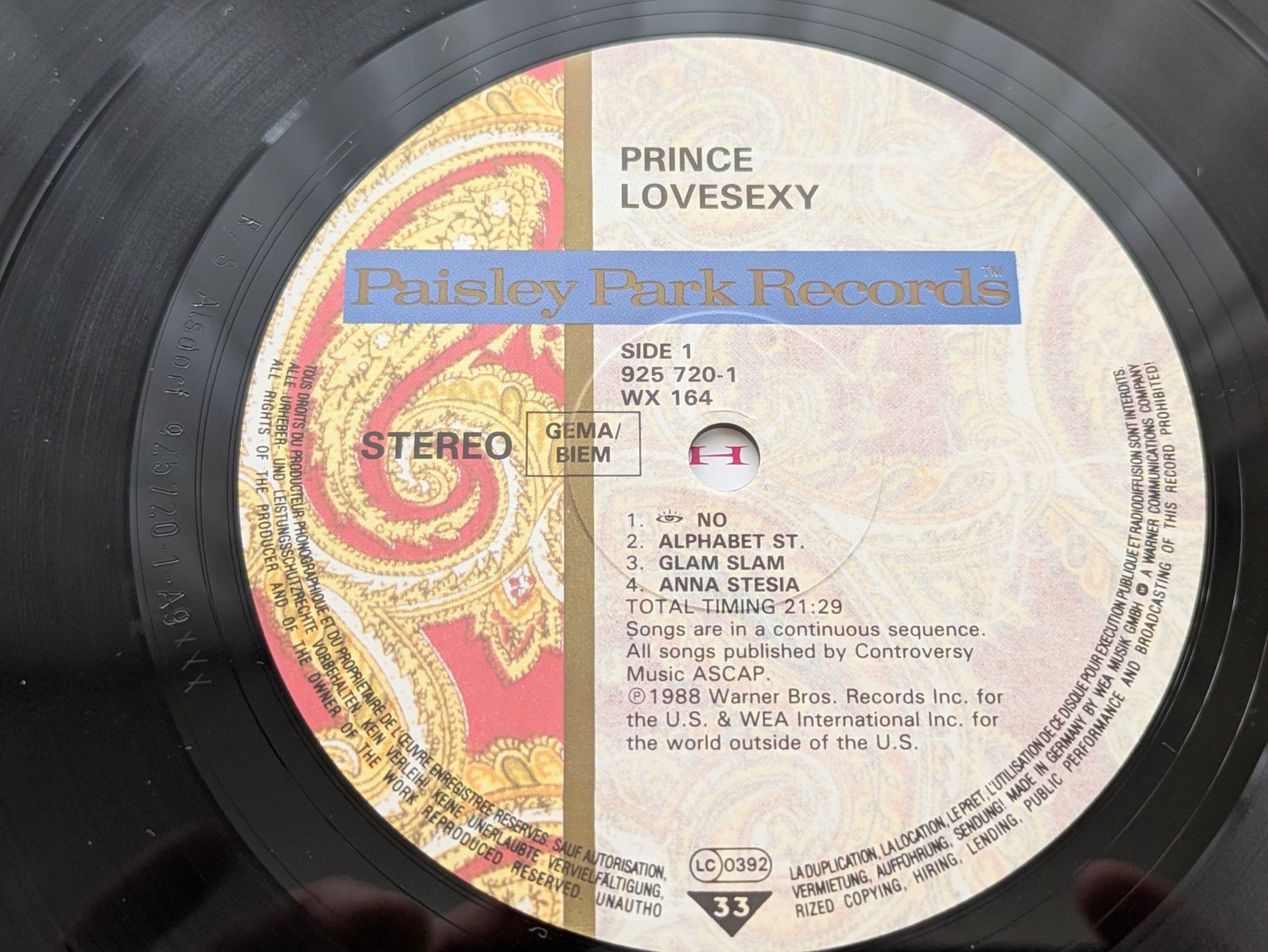 Vinyles: Prince - Lovesexy LP – D'occasion à Dübendorf par PanzerGeneral 4