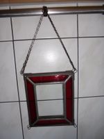 älterer Glas Dia/Bilderrahmen innen Bleiverglast, Glas Rot