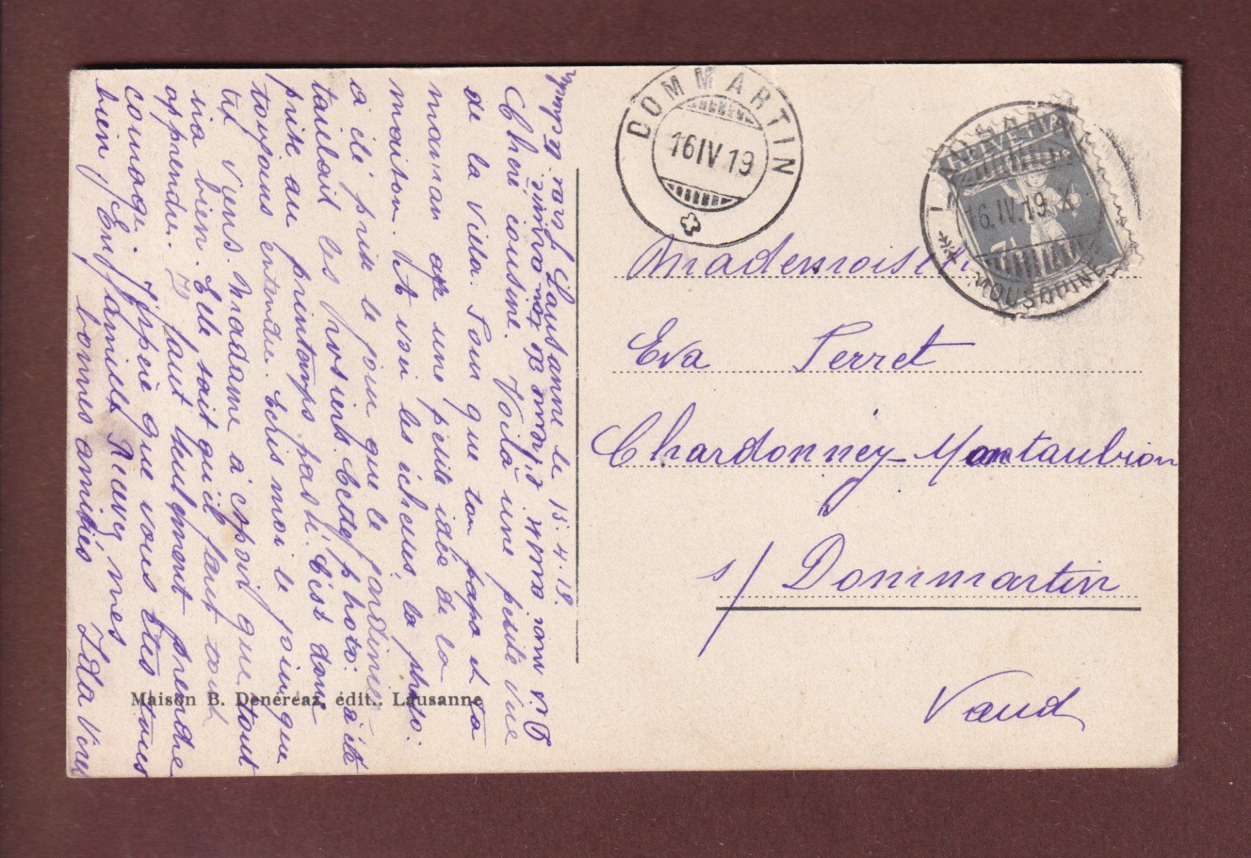 Cartoline postali: LAUSANNE - Les Mousquines - 1919 // pli d'angle // – Usato da Pully venduto da nicecards 1