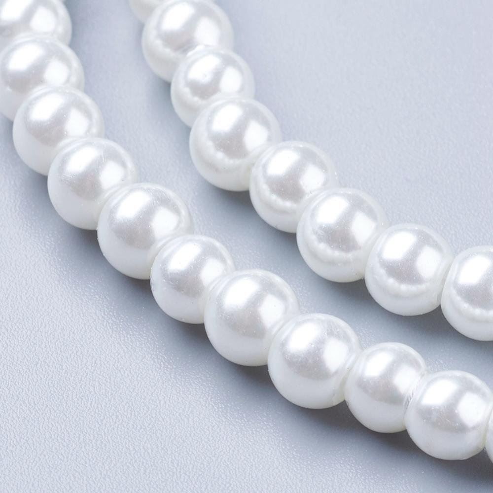 Perle (finte): Glasperlenstrang Weiss 6mm / 130St. – Nuovo (secondo la descrizione) da Rüegsau venduto da Tausendfreund 1