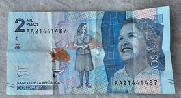 Billet 2 MIL PESOS COLOMBIA 2015