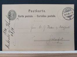 1884, PK, Stempel Fluntern ZH, nach Frauenfeld