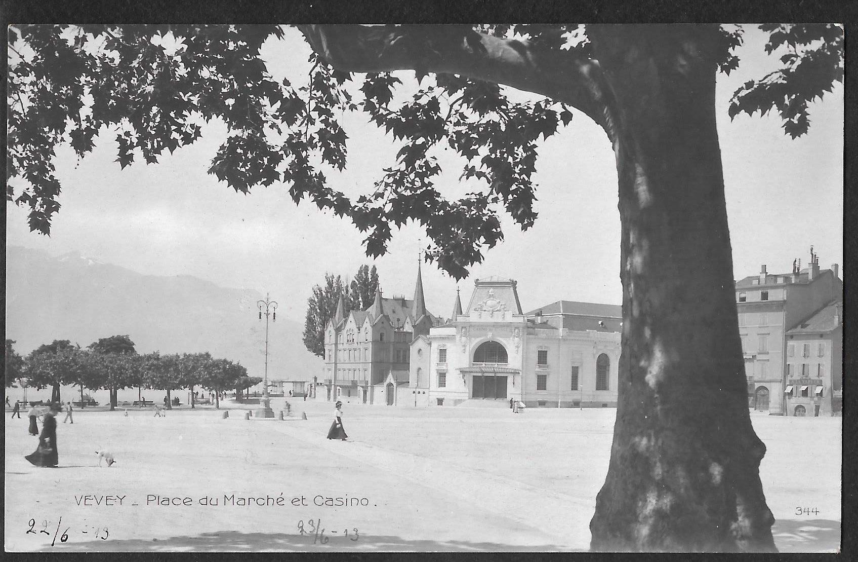 Cartoline postali: Vevey Place du Marché et Casino – Usato da Olten venduto da clotaldi