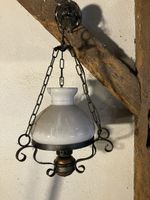 Hängelampe Metall Glas rustikal antik gebrauchter Zustand