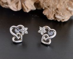 OHRRINGE SILBER 925 HERZ & BLUME & GLITZER