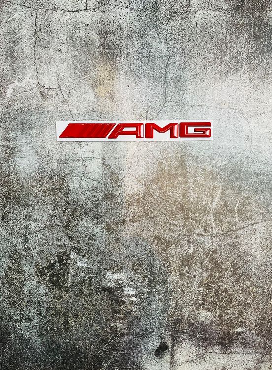 Mercedes AMG Emblem Schriftzug Neu in Rotmatt Metall (Neu und ...