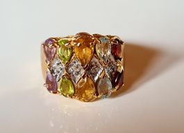 Echt Goldring 14 Karat mit farbigen Steinen