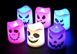 LED Kerzen Set Halloween 6 Stück bunt Kunststoff neu