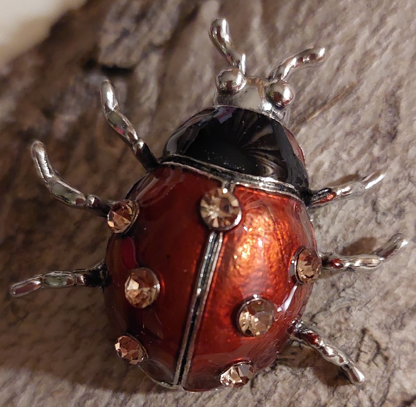 Spille & Fermagli: Vintage Glücksbringer-Brosche Marienkäfer mit Strass – Nuovo (secondo la descrizione) da Oberwil BL venduto da Hunajakakku 4