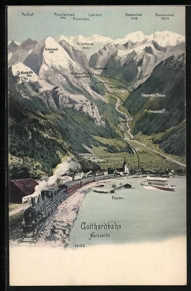 Cartoline postali: Gotthardbahn, Nordseite gegen Altdorf, P – Usato da Berlin venduto da bartko-reher