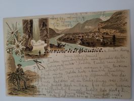 Alte Ansichtskarte Souvenir de St Maurice gelaufen box1