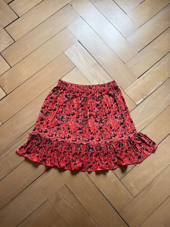 ZARA - Rock rot-schwarz geblümt plissiert S