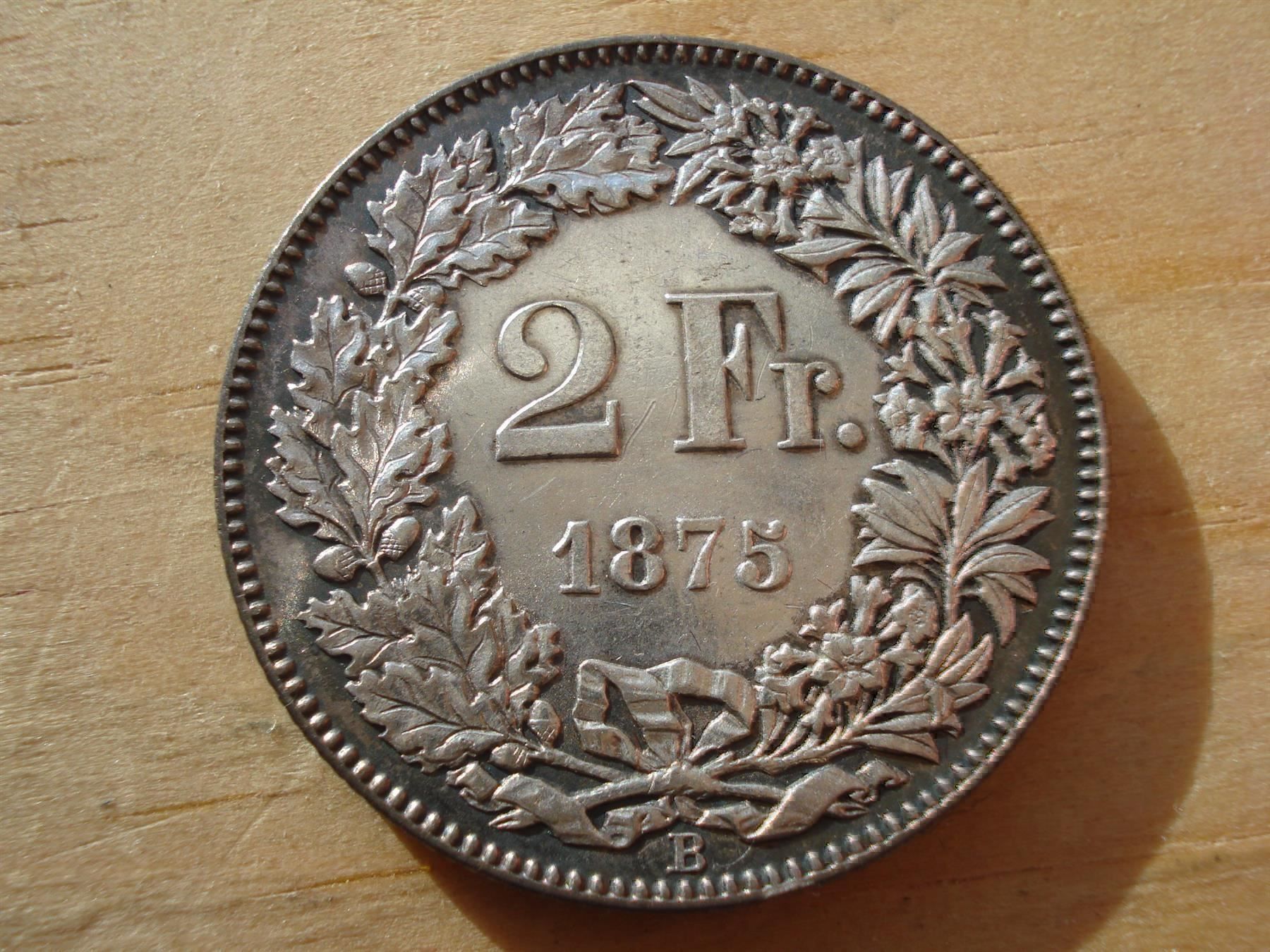 Tutti le monete: (B1)  2 Franken 1875  UNZ- – Usato da Erlach venduto da Net-Coins