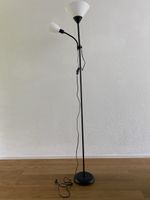 SFloor Lamp Two Light Sources Black Metal White Cone Shades
