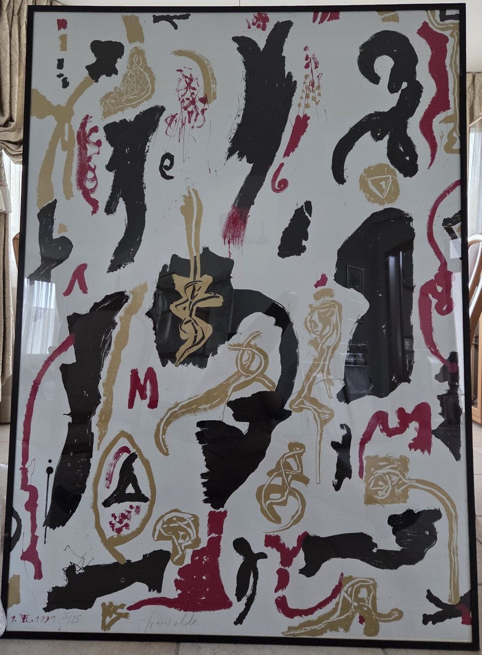 Grafica & Litografie: Abstrakt schwarz/rot und goldig – Usato da Bonstetten venduto da Leinadits