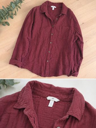 HM Hemd,Gr.S,Bordeaux Rot,Cord,wie neu,Herbst Angebot!