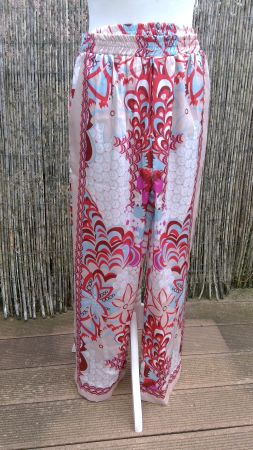 Pantalon nude à motifs floral, taille M, 2x poches, NEUF