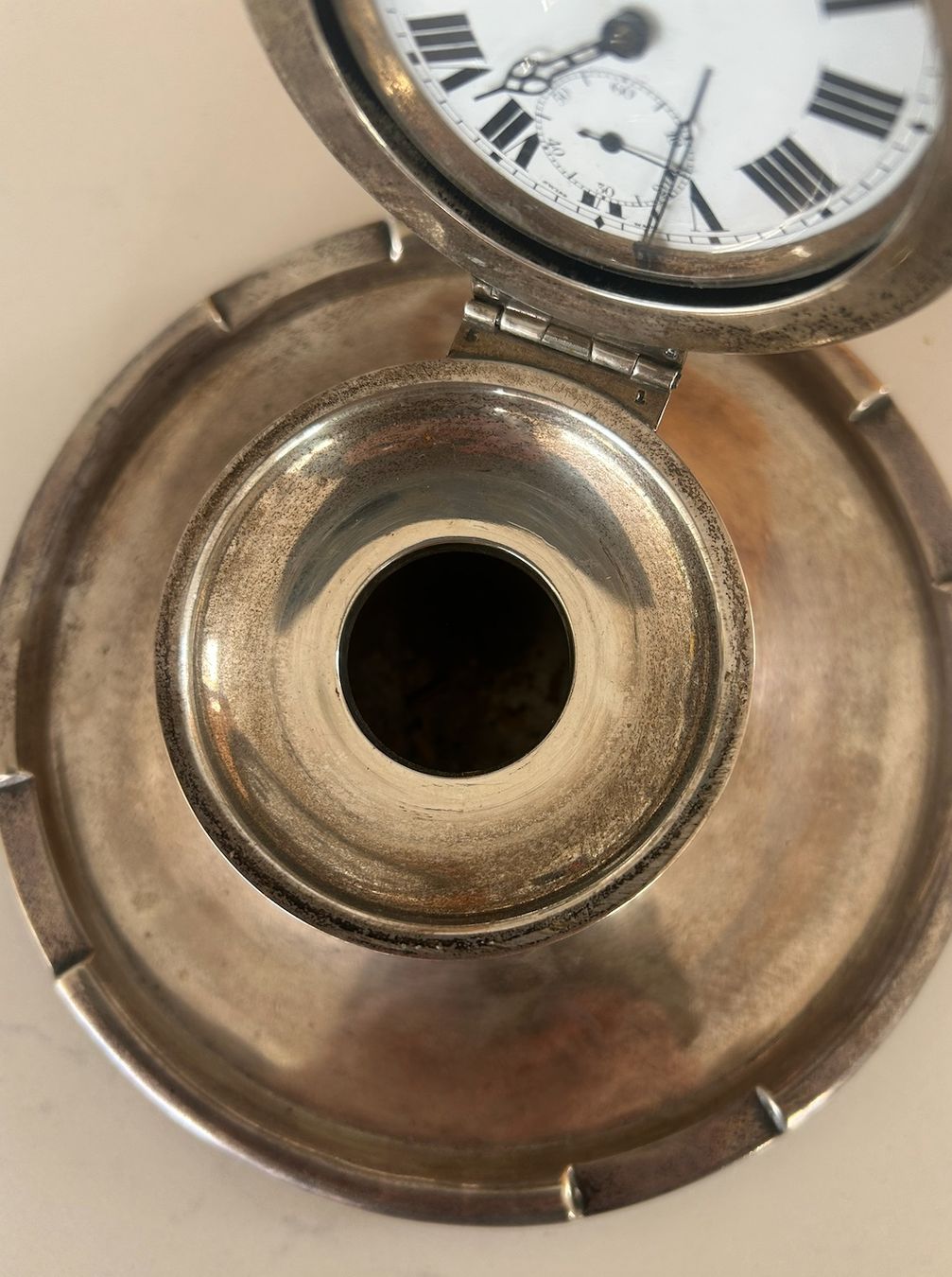 Sveglie: Asprey marked Capstan inkwell. Edwardian Silver – Usato da Zollikon venduto da kmg1 2