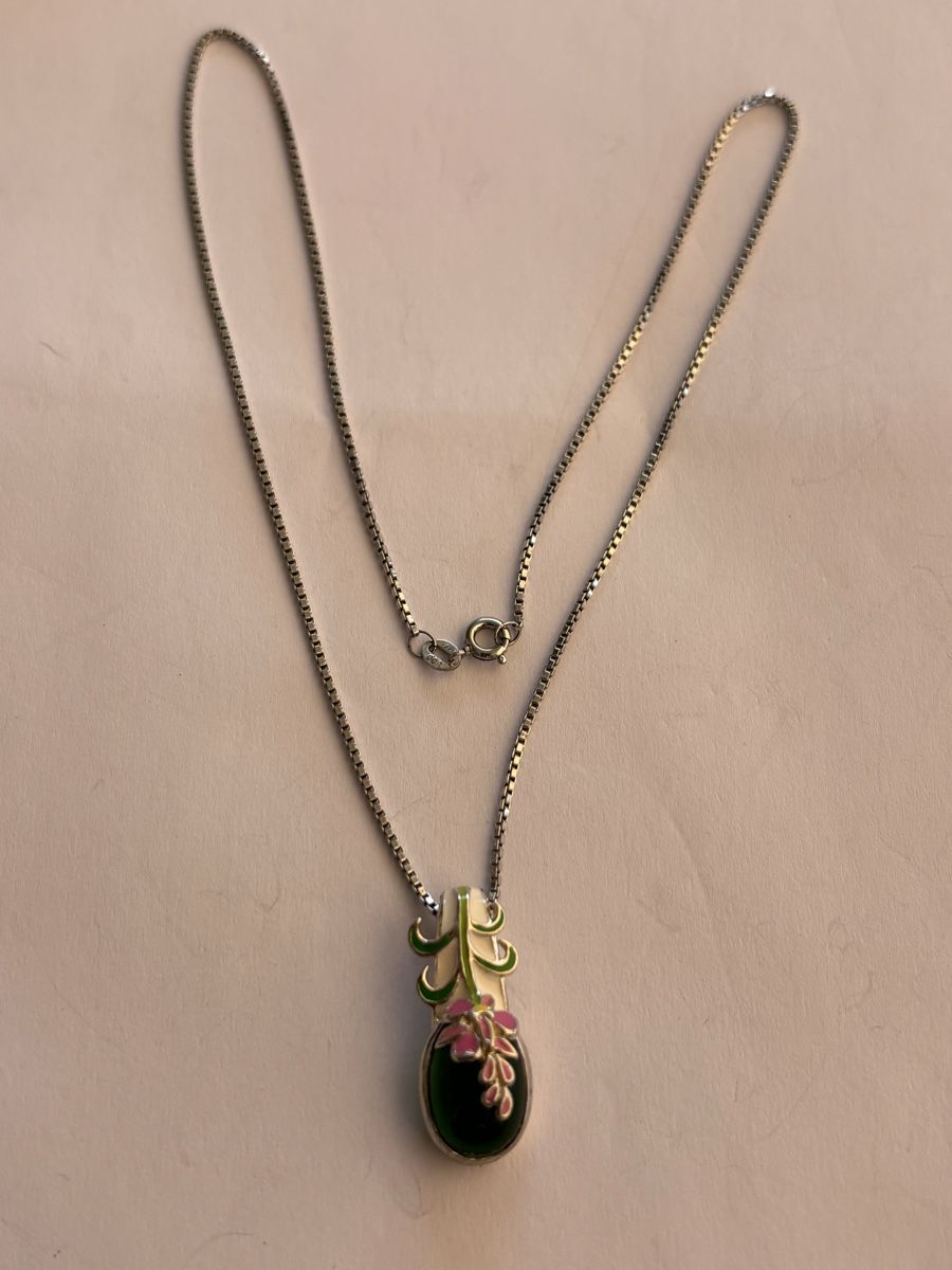 Catenine: Collier mit Anhänger, Silber800 , Emaille, Stein, Sigal – Usato da Langnau am Albis venduto da flusspflege