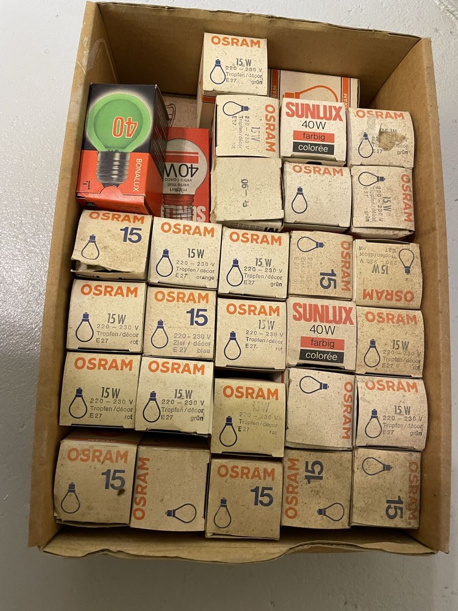 Osram Lampade: Glühbirnen dif. Farben, E 27 – Nuovo e nell'imballaggio originale da Eiken venduto da garanoiri