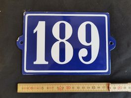 Emaille Hausnummer Schild 189, Hausnummer Emaille 189