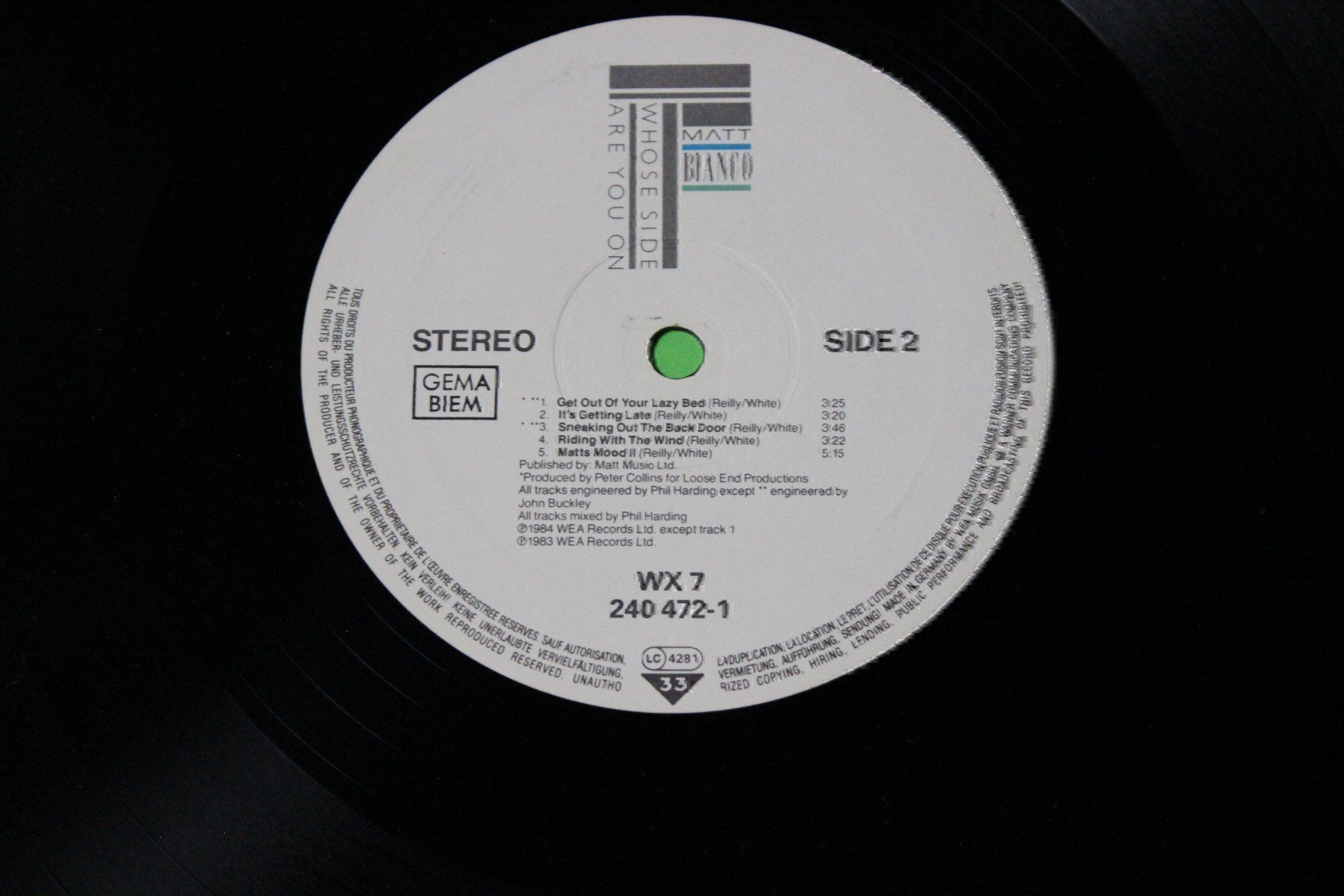 Schallplatten: Matt Bianco - Whose side are you on? LP Vinyl 1984 – Gebraucht aus Tübach von JamesStone 4