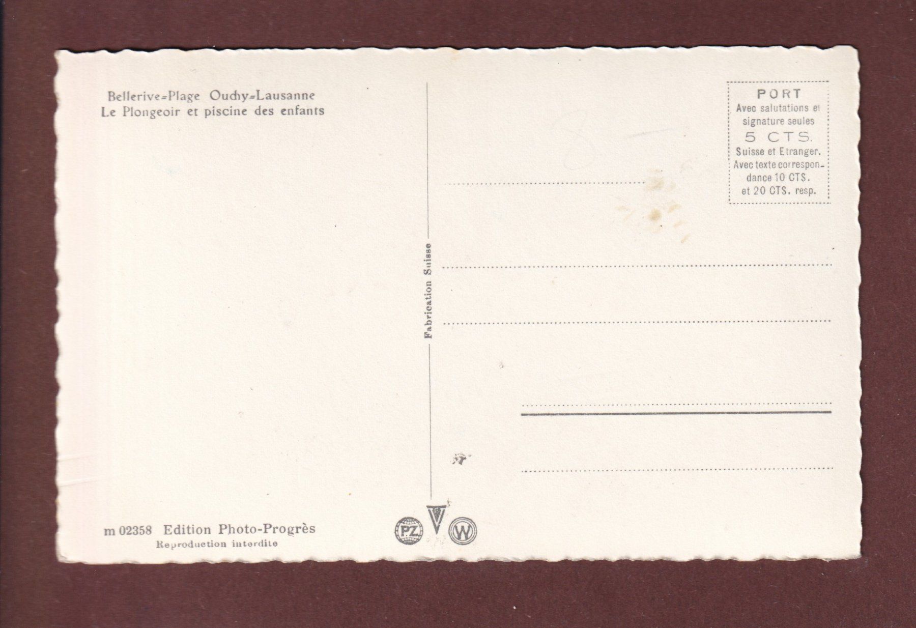 Cartoline postali: LAUSANNE - Bellerive-Plage – Usato da Pully venduto da nicecards 1