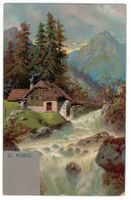 St. Moritz, Künstlerkarte Rb. Kämmerer, gelaufen 1904 in UK