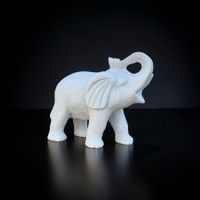 Marmor Elefant Skulptur Steinfigur erhobener Rüssel - Glück
