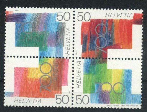Tutti i francobolli: 1991, 700 Jahre Eidgenossenschaft, Viererblock ** – Usato da Willisau venduto da Vollstempel