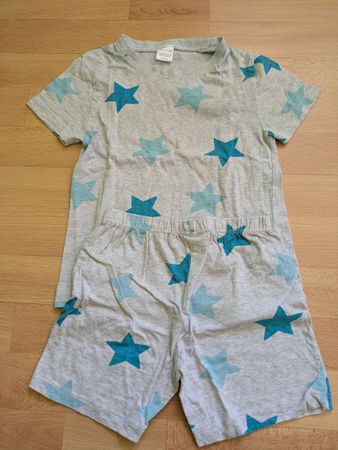 Kinder Pyjama kurz Grösse 98/104 Sterne grau