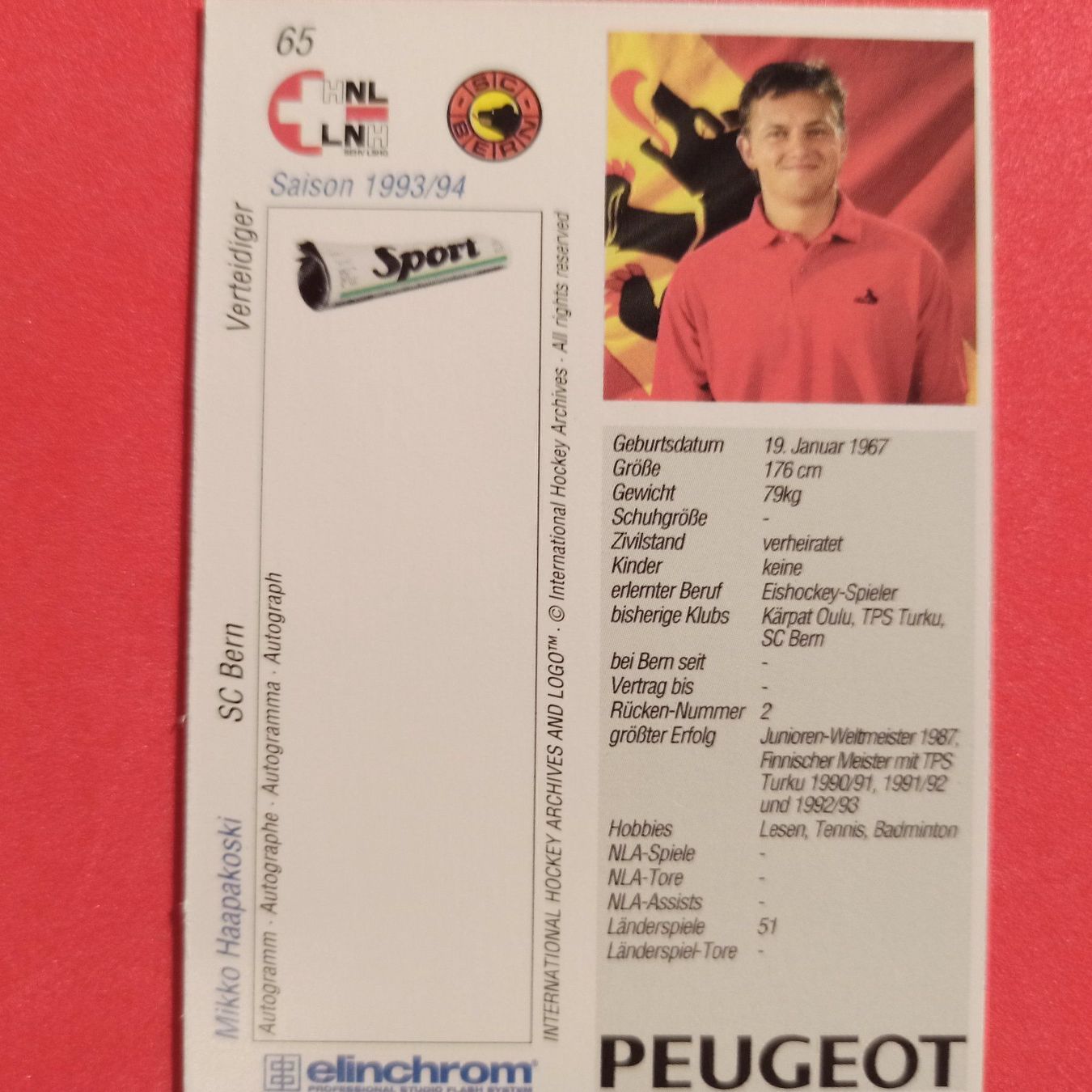 Carte collezionabili: Mikko Haapakoski - SCB - 1993/94 – Usato da Dübendorf venduto da kb86_MOVIE 1