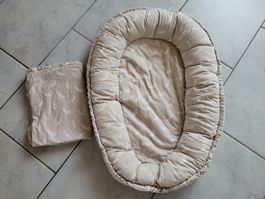 Baby Nestchen mit Decke Beige mit Blattmuster, Julius Zöllne