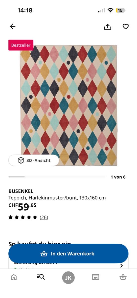 Tapis: Kaum gebraucht: Teppich BUSENKEL  – D'occasion à Bern par jas_575p 2