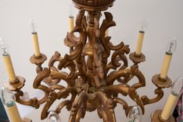 Antike Biedermeier-Leuchte 1840 komplett aus Holz antik