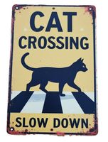CAT CROSSING - SLOW DOWN - Blechschild  (neu/OVP)