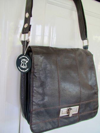 SAC A MAINS ET BANDOULIERE CUIR MARRON
