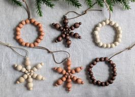 6er Set Holzperlen Anhänger Handgemacht Baumschmuck Deko