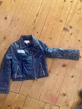 Veste imitation cuir bleue