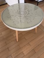 Neu Beistelltisch weiss mit Glas Kaya Maison du Monde