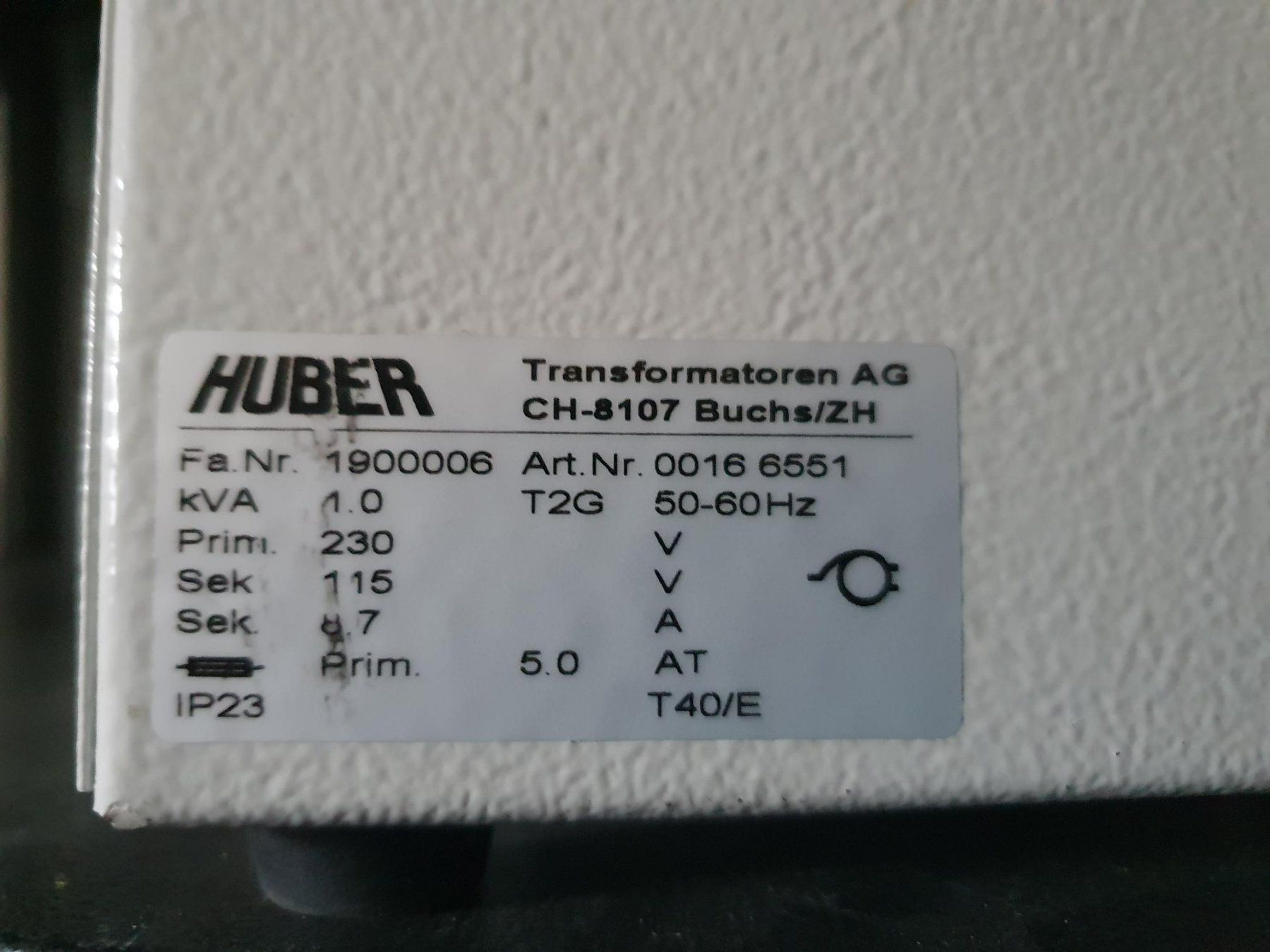Convertitori: Transformator Spannungswandler von Huber Transformatoren AG – Usato da Widen venduto da dem_tdb9
